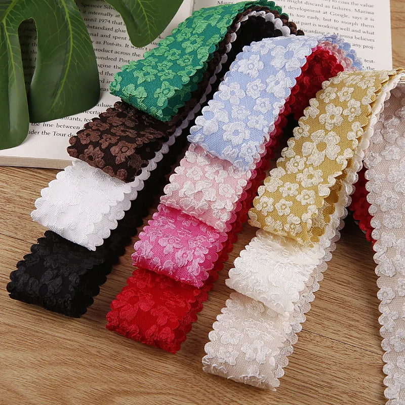 10 Yards Flowers Wavy Edge Lace Ribbon DIY Handmade Material Headdress For Hair Bows 25MM38MM Craft Accessories