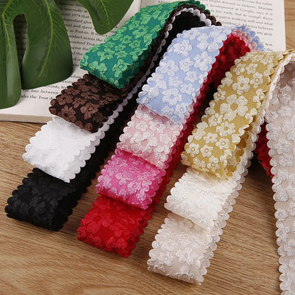 10 Yards Flowers Wavy Edge Lace Ribbon DIY Handmade Material Headdress For Hair Bows 25MM38MM Craft Accessories