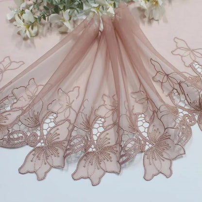 1 Yards Black Flower Brown Embroidery Lace Bra Grey DIY Craft Sewing Supplies Skirt Hem Decoration Accessories
