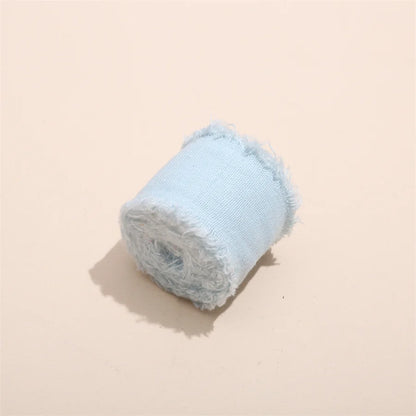 1 Roll 5yards*4cm Frayed Edged Satin Handmade Cotton Linen Ribbon For Wedding Invitation Bouquets Birthday Party DIY Decoration