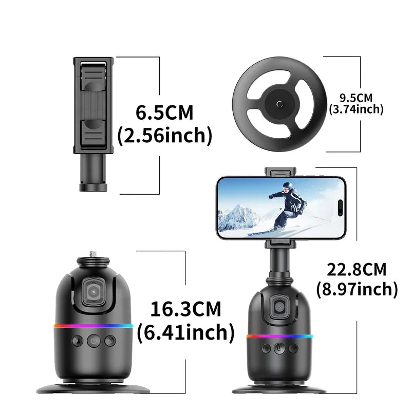 Auto Face Tracking Tripod, Smart 360°Auto Face Tracking AI SmartPhone Holder Tripod Stabilizer For Smartphone Video Recording