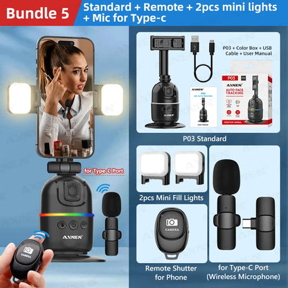 Smart Auto Face Tracking Desktop AI Gimbal for Smartphone & Action Camera 360 Rotation Follow