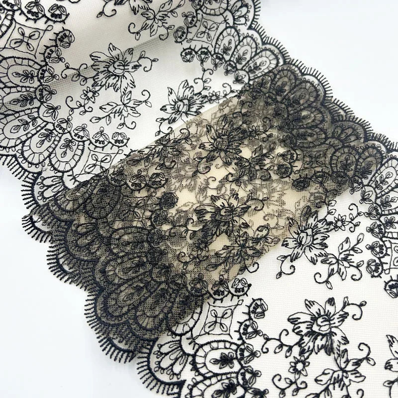 1 Yards Black Flower Brown Embroidery Lace Bra Grey DIY Craft Sewing Supplies Skirt Hem Decoration Accessories