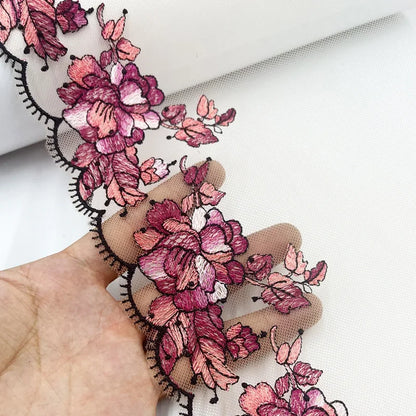 1 Yards Tulle Embroidered Lace Trim DIY Bra Dress Sewing Fabrics Quality Tulle Mesh Trim Fabric For Craft Lingerie Accessories