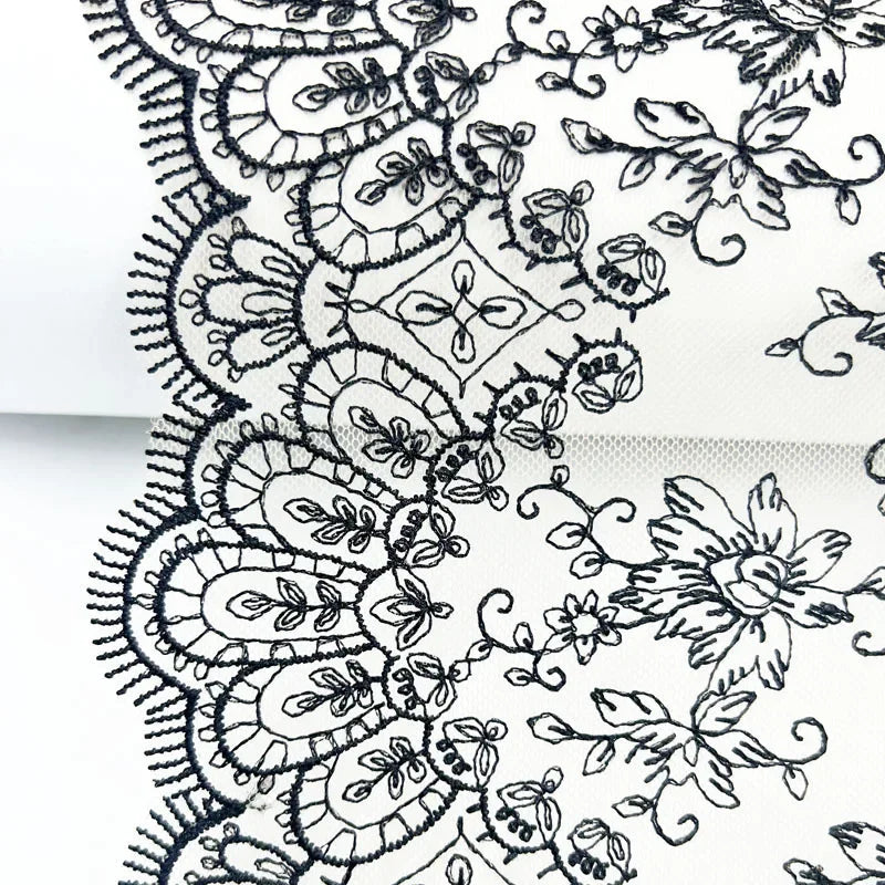 1 Yards Black Flower Brown Embroidery Lace Bra Grey DIY Craft Sewing Supplies Skirt Hem Decoration Accessories
