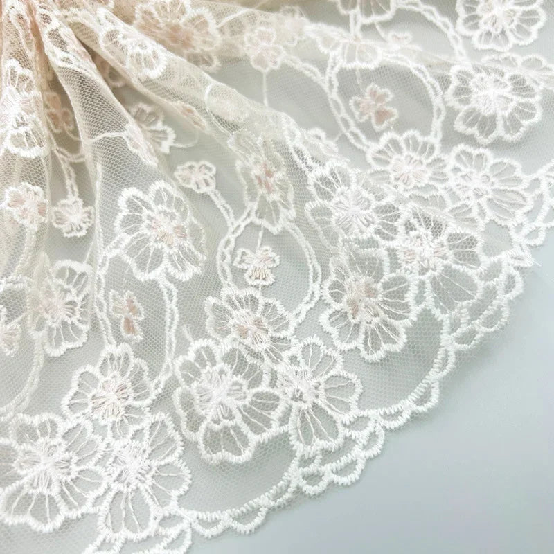 1 Yards Tulle Embroidered Lace Trim DIY Bra Dress Sewing Fabrics Quality Tulle Mesh Trim Fabric For Craft Lingerie Accessories