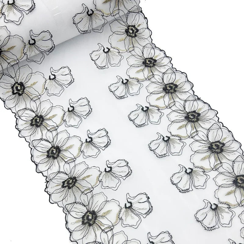1 Yards Tulle Embroidered Lace Trim DIY Bra Dress Sewing Fabrics Quality Tulle Mesh Trim Fabric For Craft Lingerie Accessories