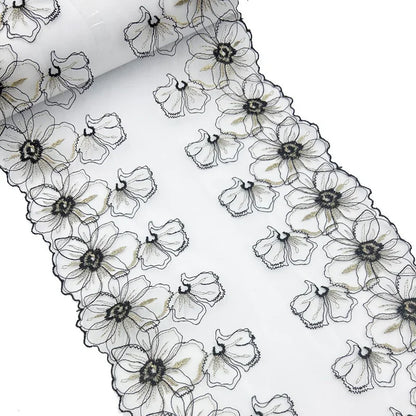 1 Yards Tulle Embroidered Lace Trim DIY Bra Dress Sewing Fabrics Quality Tulle Mesh Trim Fabric For Craft Lingerie Accessories
