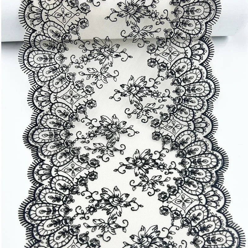 1 Yards Black Flower Brown Embroidery Lace Bra Grey DIY Craft Sewing Supplies Skirt Hem Decoration Accessories