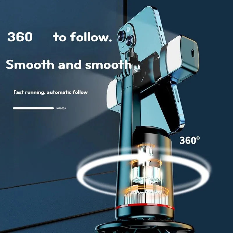 FANGTUOSI 360 Rotation Follow-up Gimbal Stabilizer Monopod Desktop Tracking Gimbal with Remote for Phone Live Photography