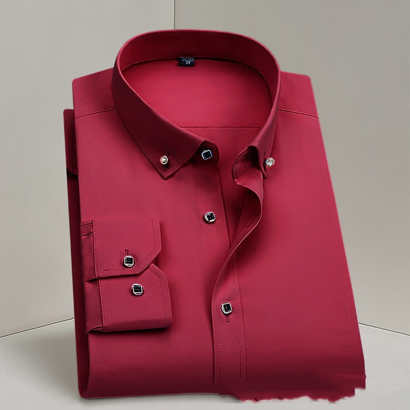 Business Formal Wear Men's Shirt Professional Wedding Best Man Non-ironing Pure White