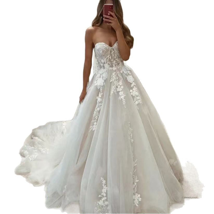 Wedding  Dresses Bridal Lace Tube Top Main Yarn Heavy Industry Advanced