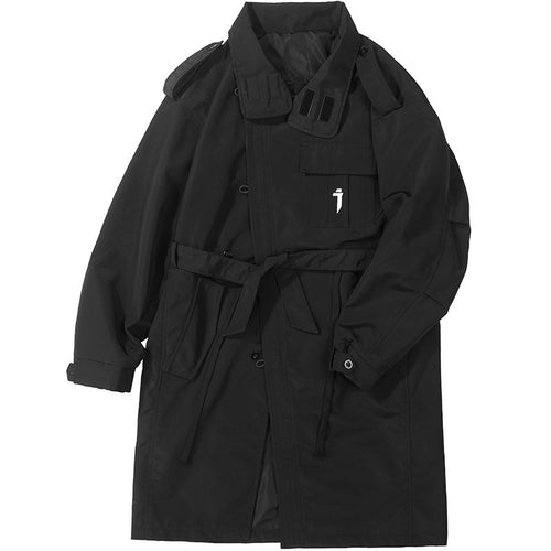 New Oblique Single-breasted Stand Collar Trench Coat For Men