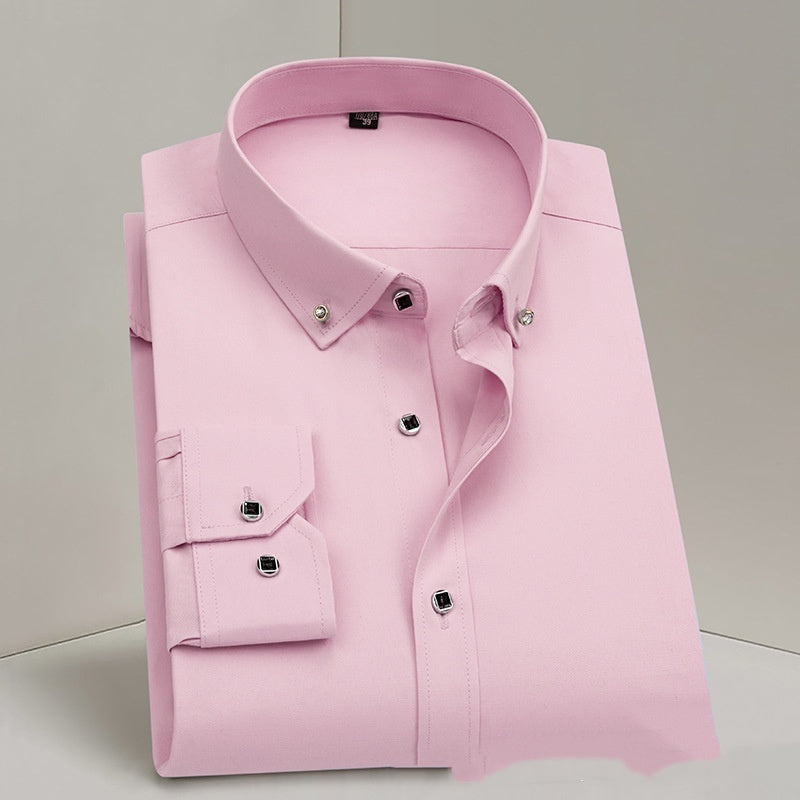 Business Formal Wear Men's Shirt Professional Wedding Best Man Non-ironing Pure White