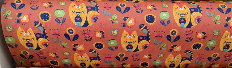 Cartoon Panda And Tiger Cotton Twill