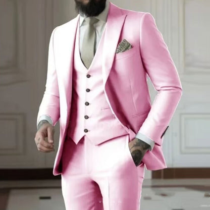 Men's Slim Fit Solid Color Business Suit