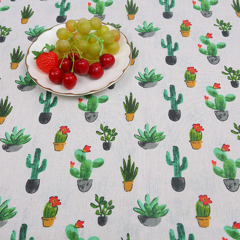 Cotton And Hemp Cloth Plant Tower Series Thickened Printed Fabric Storage Cloth