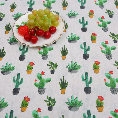 Cotton And Hemp Cloth Plant Tower Series Thickened Printed Fabric Storage Cloth