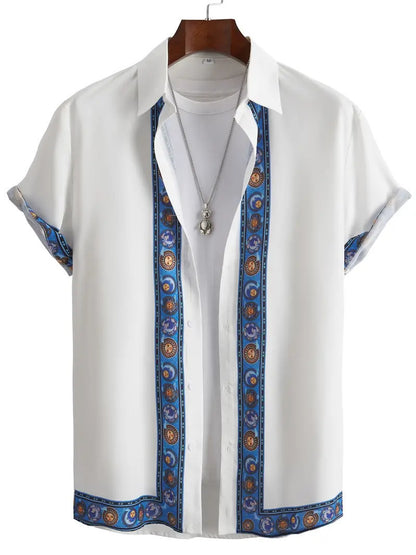 Casual All-matching Fashion Geometric Trend Short Sleeve Shirt