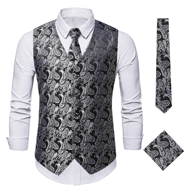 Fashion SUNFLOWER Vest Men's Embroidered Vest European Size Coat