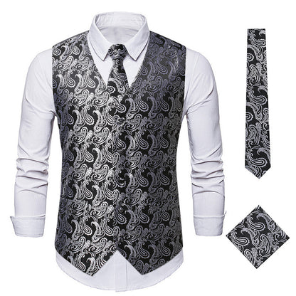 Fashion SUNFLOWER Vest Men's Embroidered Vest European Size Coat