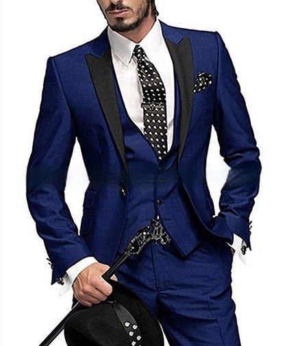 Black Collar Color Blocked Three Piece Set