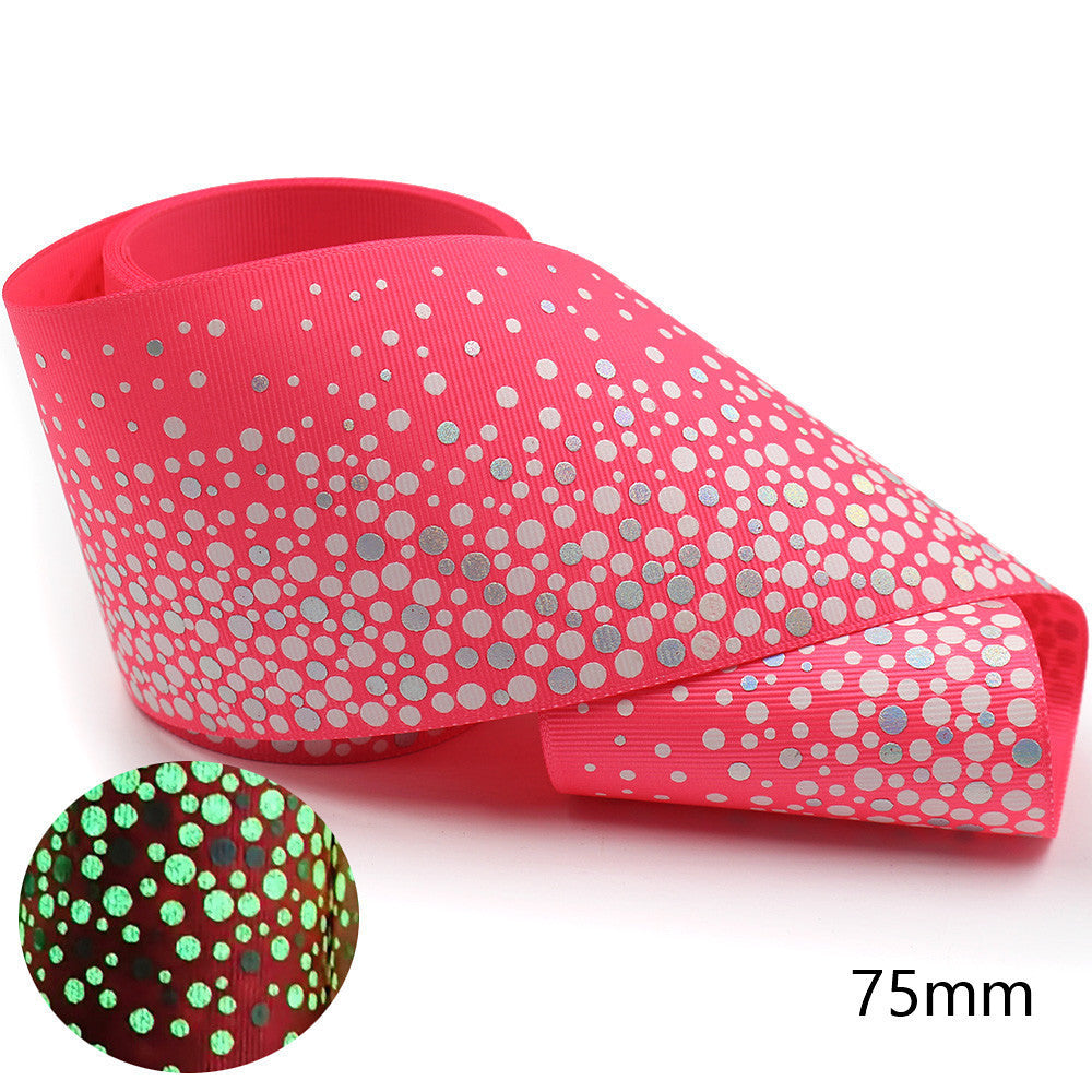 75mm Luminous Threaded Braid Hair Bow Ingredients Solid Color Rainbow Bronzing Fluorescent Ribbon