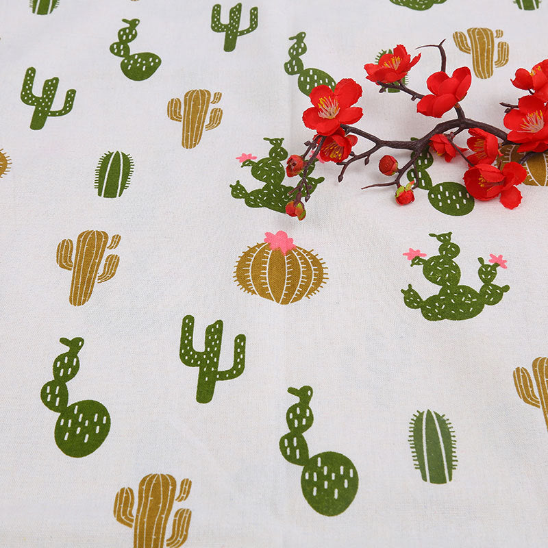 Cotton And Hemp Cloth Plant Tower Series Thickened Printed Fabric Storage Cloth