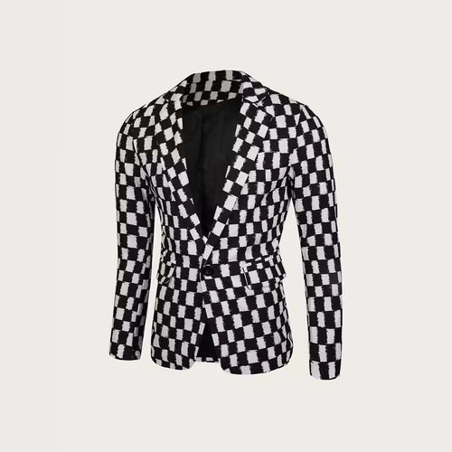 Houndstooth Leisure Suit Trendy Tops Slim-fit Plaid Suit