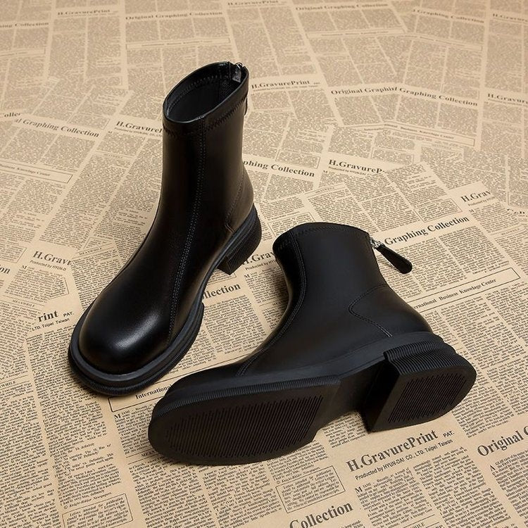 Women's Thick Heel Flat Ankle Boots