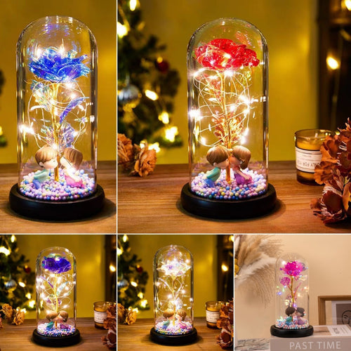 Eternal Rose LED Light Foil Flower In Glass Cover Night Lights Valentines Day Gifts Lamp Decor For For Home Bedroom Wedding Gift Valentine's Day Gifts