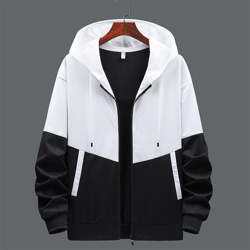 Men's Fashion Zipper Cardigan Long Sleeve Stitching Design Coat