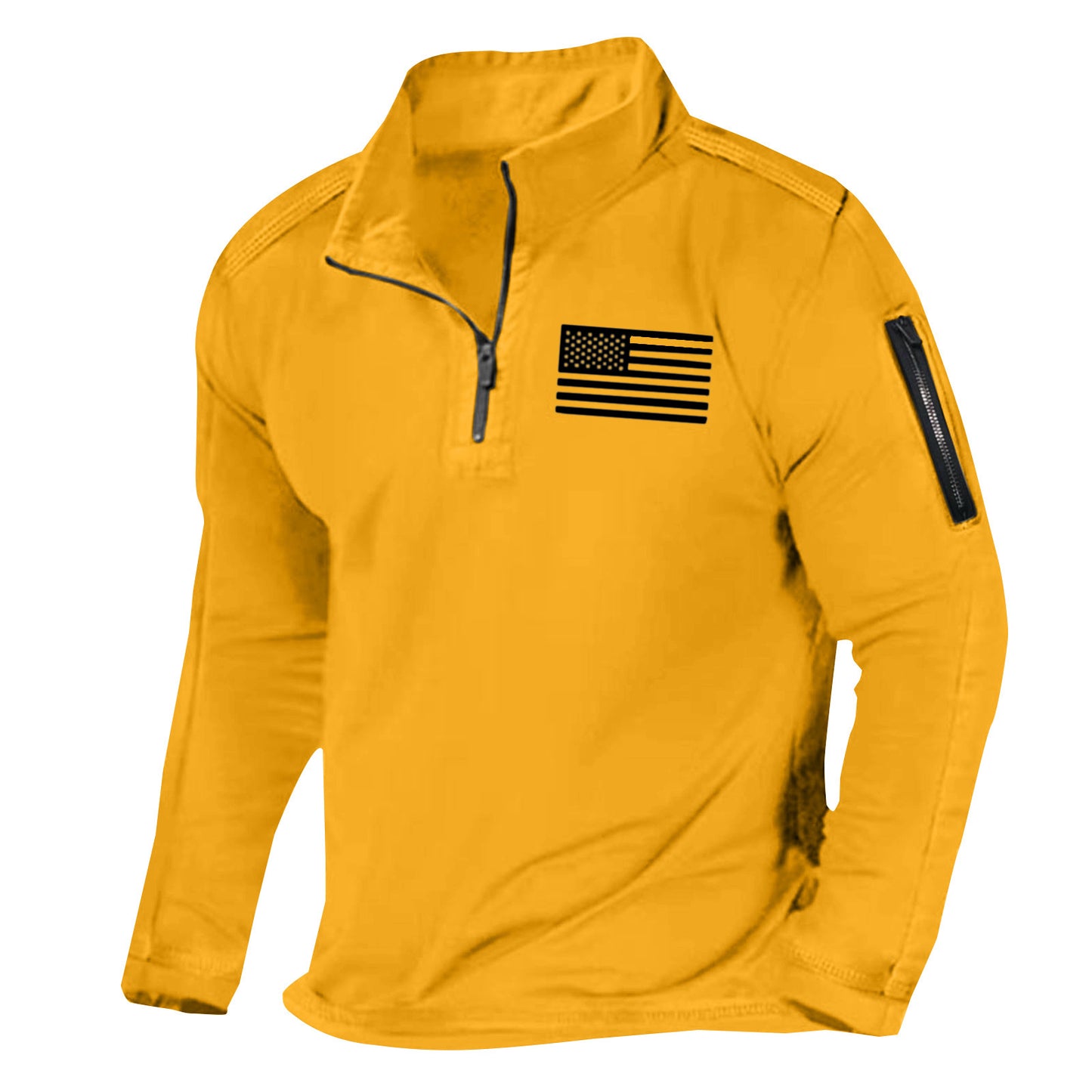 Men's Sports Fashion Zipped Stand Collar Long-sleeved Sweater