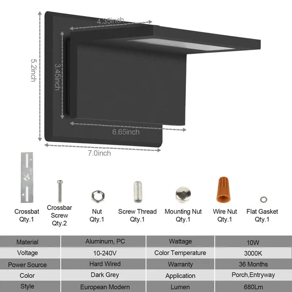 Inowel Wall Light Outdoor LED Wall Mount Lamp Modern Wall Mount Sconce Lantern Fixture For Porch Front Door 17309