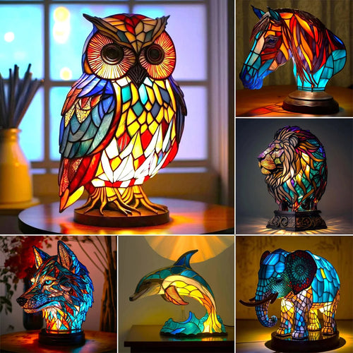 2024 3D Colored Animal Light Desk Lamp Animal Series Decorative Night Light Animal Elephant Owl Cat Vintage Table Lamp Home Decoration