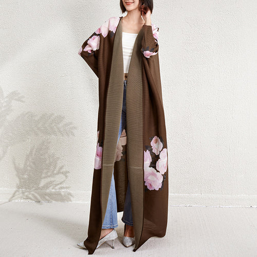 Women's Pleated Cardigan Robe Dress