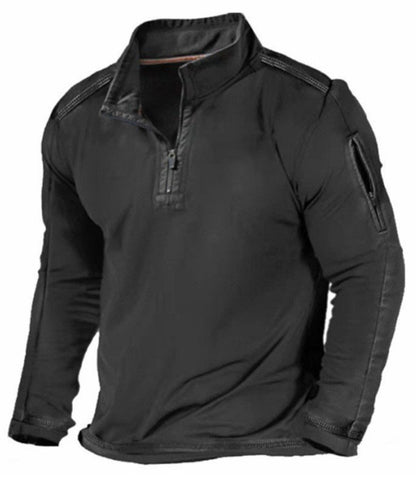 Men's Sports Fashion Zipped Stand Collar Long-sleeved Sweater