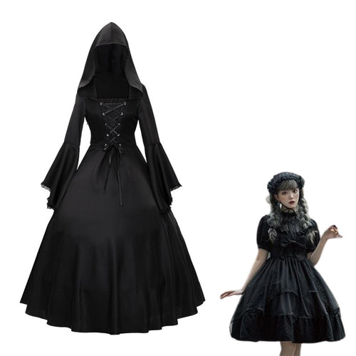 Halloween Medieval Retro Gothic Plus Size Trumpet Sleeve Stage Party Dress