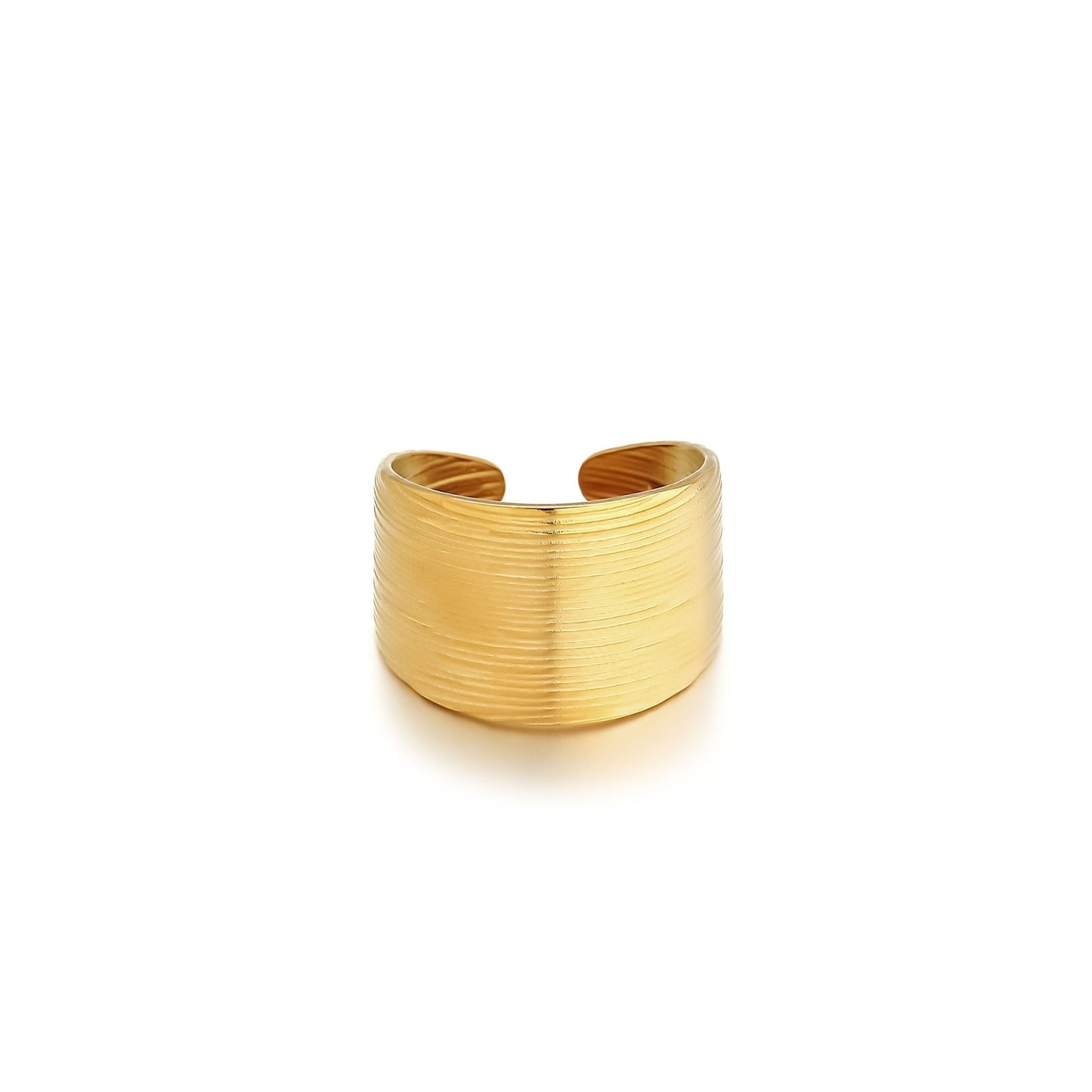 Stainless Steel Vacuum Plating 18K Gold Multi-layer Multi-point Curved Personality Ring