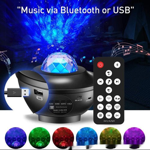 Small Bowl Starry Sky Projection Lamp USB Bluetooth Music Rotating Water Ripple Laser Atmosphere