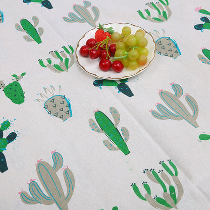 Cotton And Hemp Cloth Plant Tower Series Thickened Printed Fabric Storage Cloth