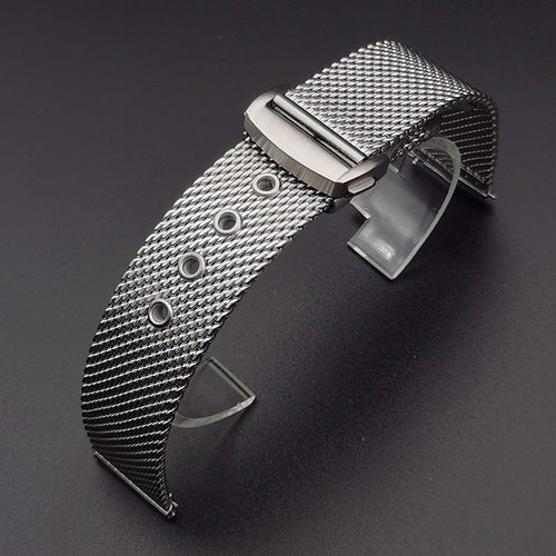 Folding Buckle Butterfly Clasp Stainless Steel Mesh Strap