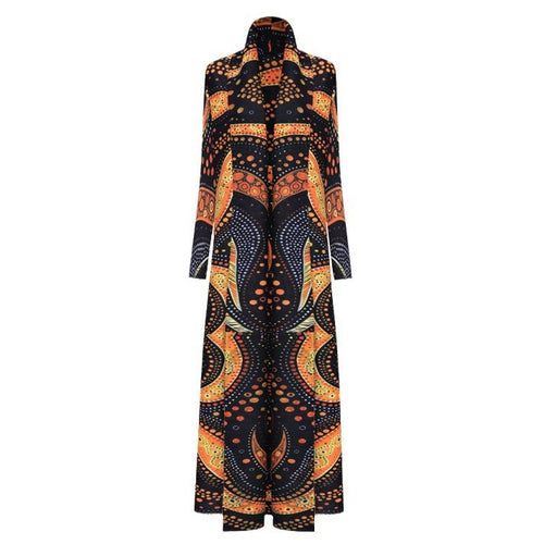 Printed Loose Pleated Cardigan Robe