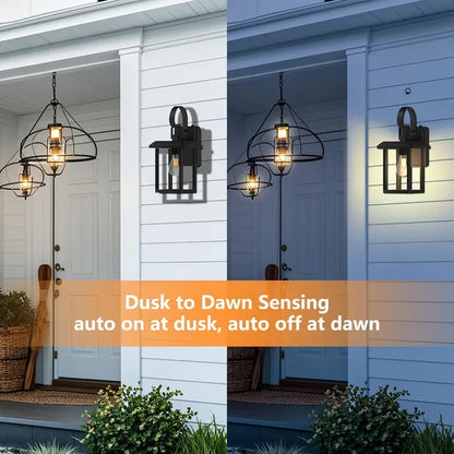 Inowel Outdoor Dusk To Dawn Wall Light 3000K 5000K Black Exterior Light Fixture 40003