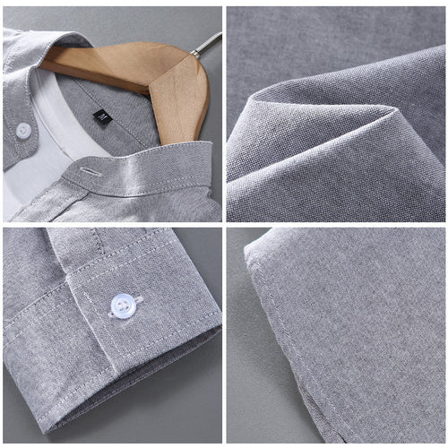 Spring And Autumn Thin Stand-up Collar Long-sleeved Men's Shirt