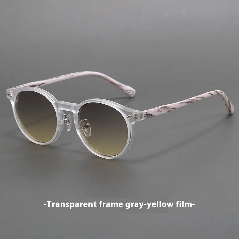 Retro Frosted Round Rim Sunglasses UV-proof Strong Light