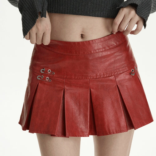 Sweet Cool Hot Girl Red Skirt Women's Spring And Autumn New High Waist