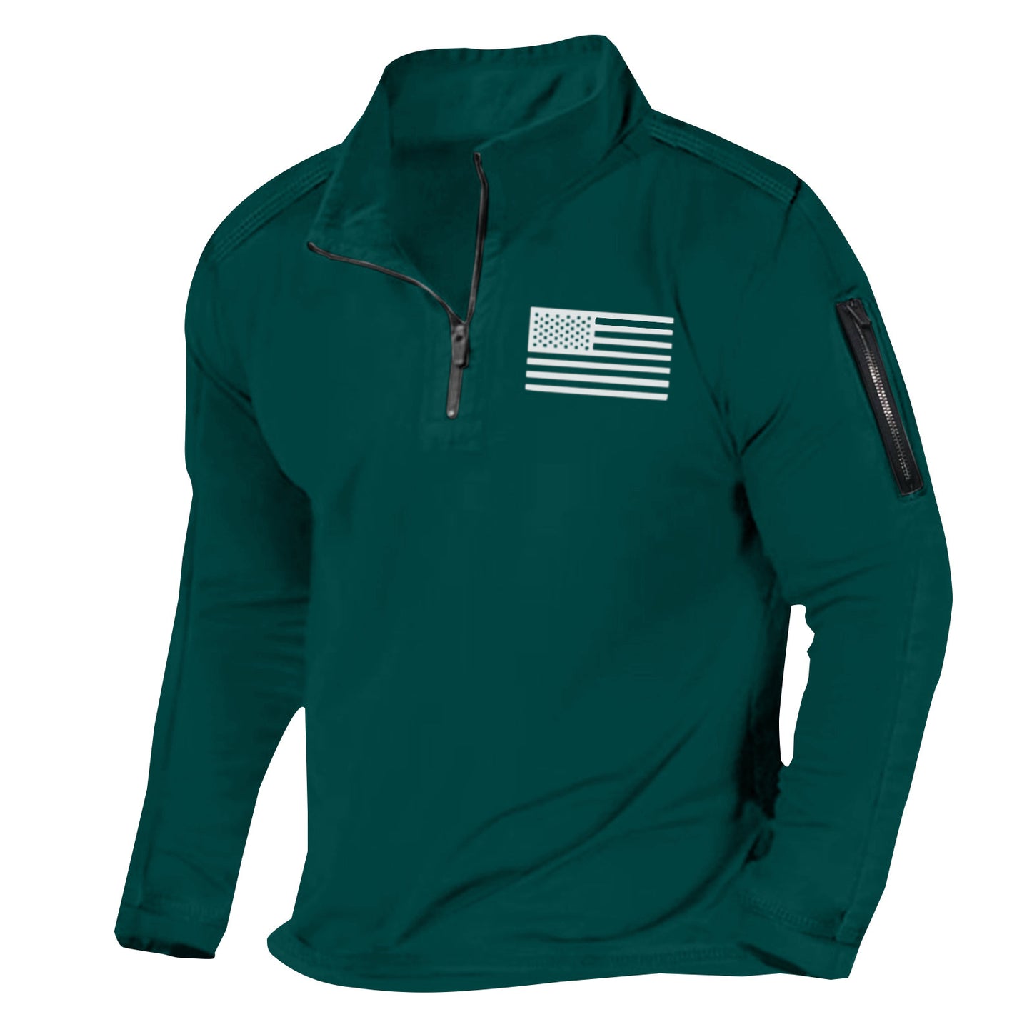 Men's Sports Fashion Zipped Stand Collar Long-sleeved Sweater