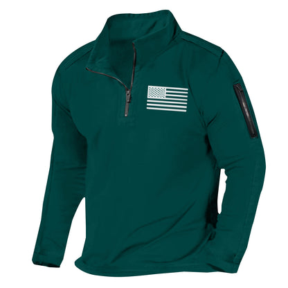 Men's Sports Fashion Zipped Stand Collar Long-sleeved Sweater