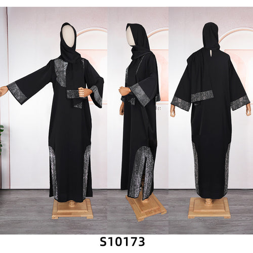 Muslim Heavy Embroidery Hot Drilling Saudi Gathering Wear Long Robe